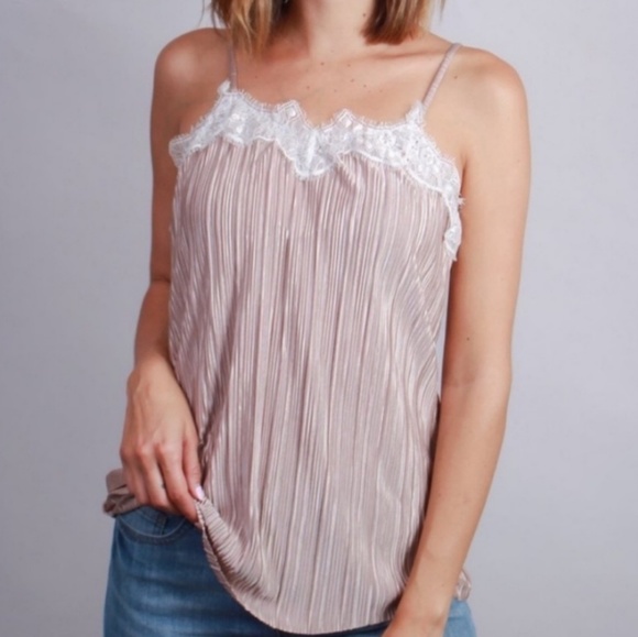Lace Pleated Camisole Tank - Picture 2 of 2